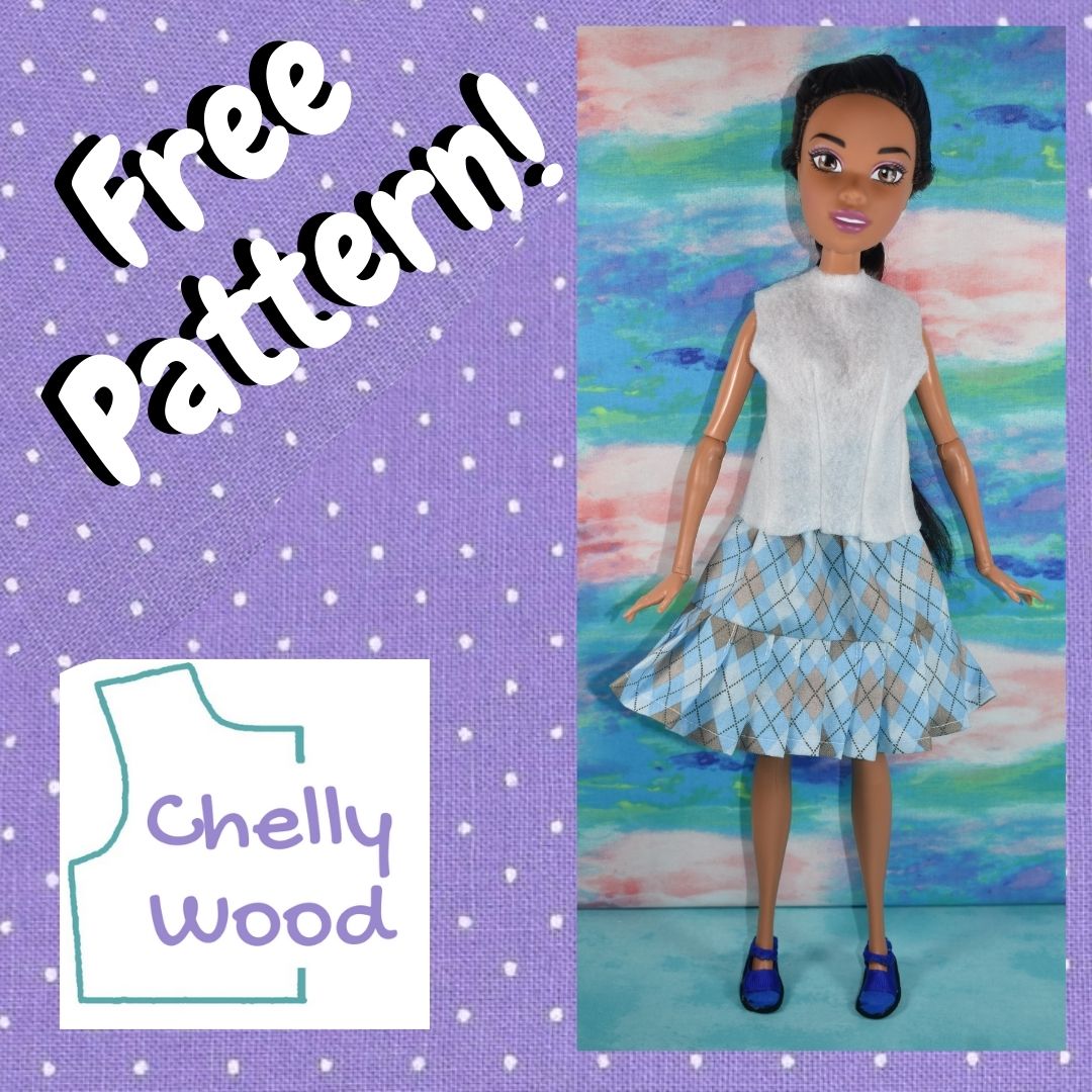 Barbie Pleated Skirt Mary Janes and Felt Shirt Square Image Free Doll